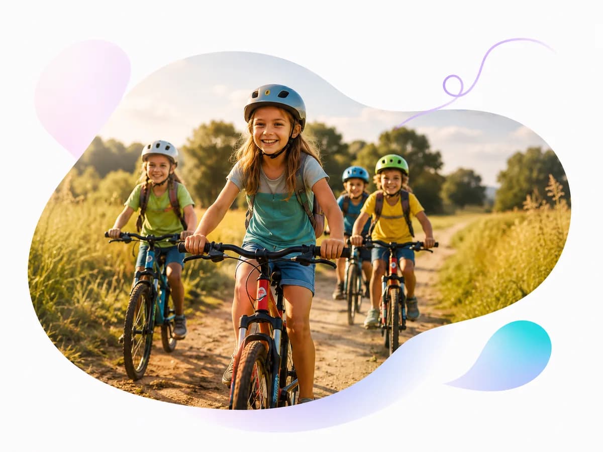 Kinder auf Velotour